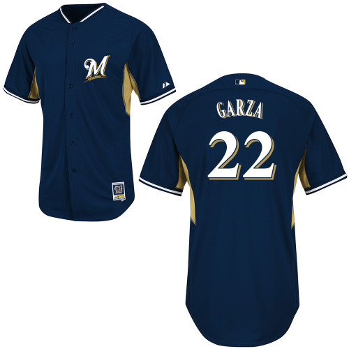 Matt Garza #22 Youth Baseball Jersey-Milwaukee Brewers Authentic 2014 Navy Cool Base BP MLB Jersey